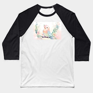 Whimsical and Cute Watercolor Bird Baseball T-Shirt